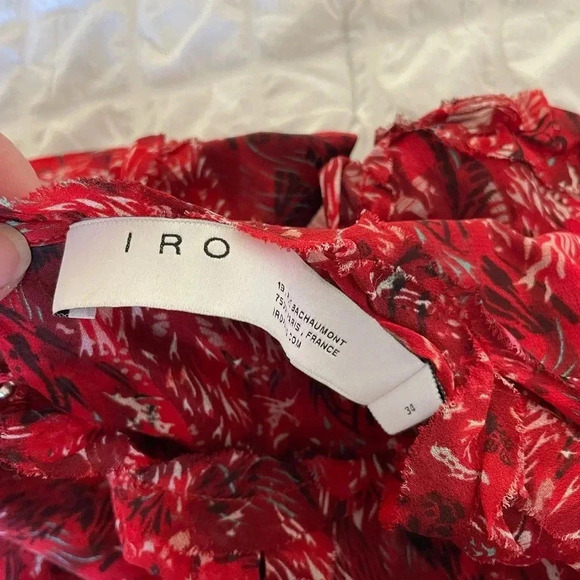 IRO Darling red printed  ruffle mini dress - Picture 8 of 12